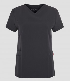 Casaca sanitaria de mujer Stella color Gris marengo con tejido elástico reciclado