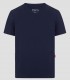Casaca sanitaria unisex CYRUS Azul noche de tejido stretch reciclado con cuello en pico y tres bolsillos