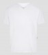Casaca sanitaria unisex CYRUS Blanca de tejido stretch reciclado con cuello en pico y tres bolsillos