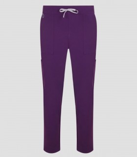 Pantalón sanitario unisex Atlas color Ciruela con tejido stretch reciclado y ocho bolsillos funcionales