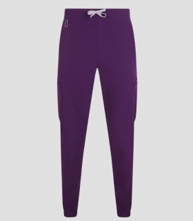 Pantalón sanitario tipo jogger unisex Avani color Ciruela en tejido stretch con diez bolsillos y puño elástico