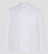 Chaqueta de cocina blanca unisex de manga larga con cuello tirilla y doble botonadura en sarga