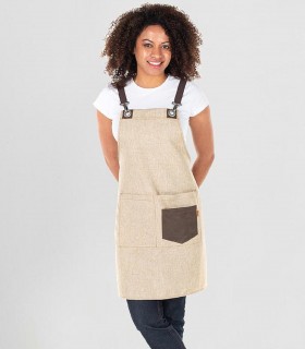 Delantal con peto para camarero Beige