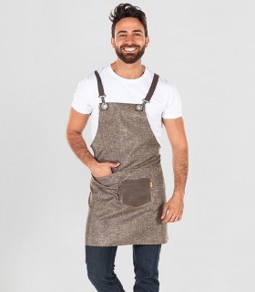 Delantal con peto para camarero Marrón