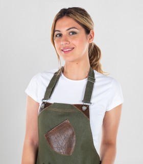 Delantal vaquero Verde musgo para camarero