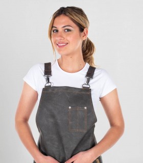 Delantal con peto en Polipiel Gris marengo para camarero