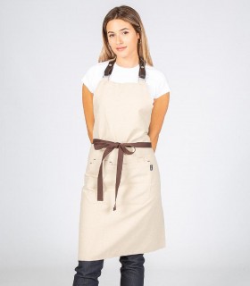 Delantal con peto Beige para camarero