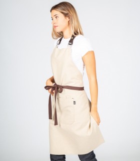 Delantal con peto Beige para camarero