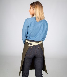 Delantal con peto Verde caqui para camarero