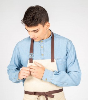 Delantal con peto Beige para camarero