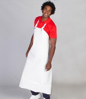 Delantal con peto de Elastómetro Blanco para industria alimentaria